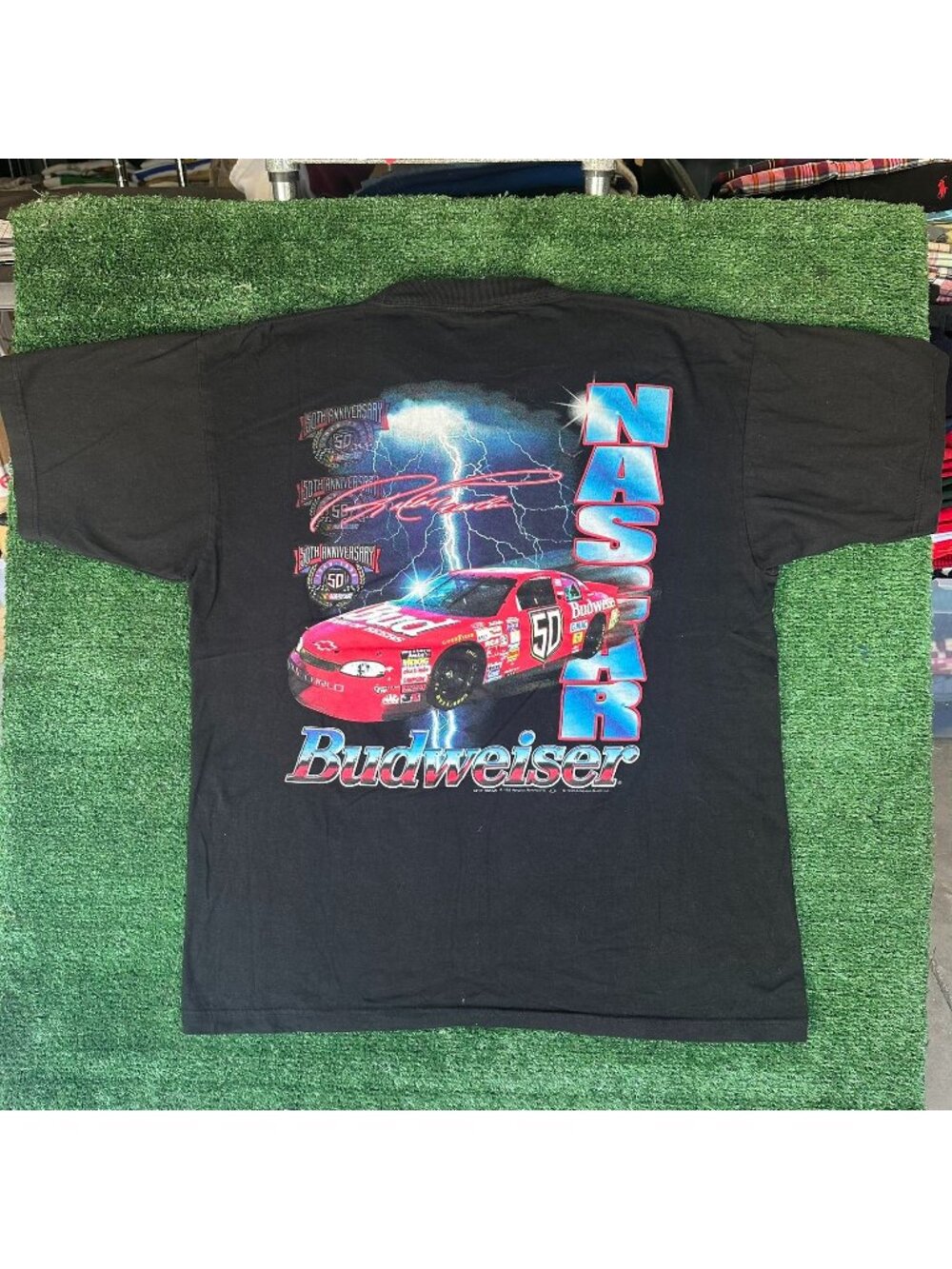 Vintage 90s NASCAR Budweiser Racing T-Shirt 1998 Grunge Streetwear Black L